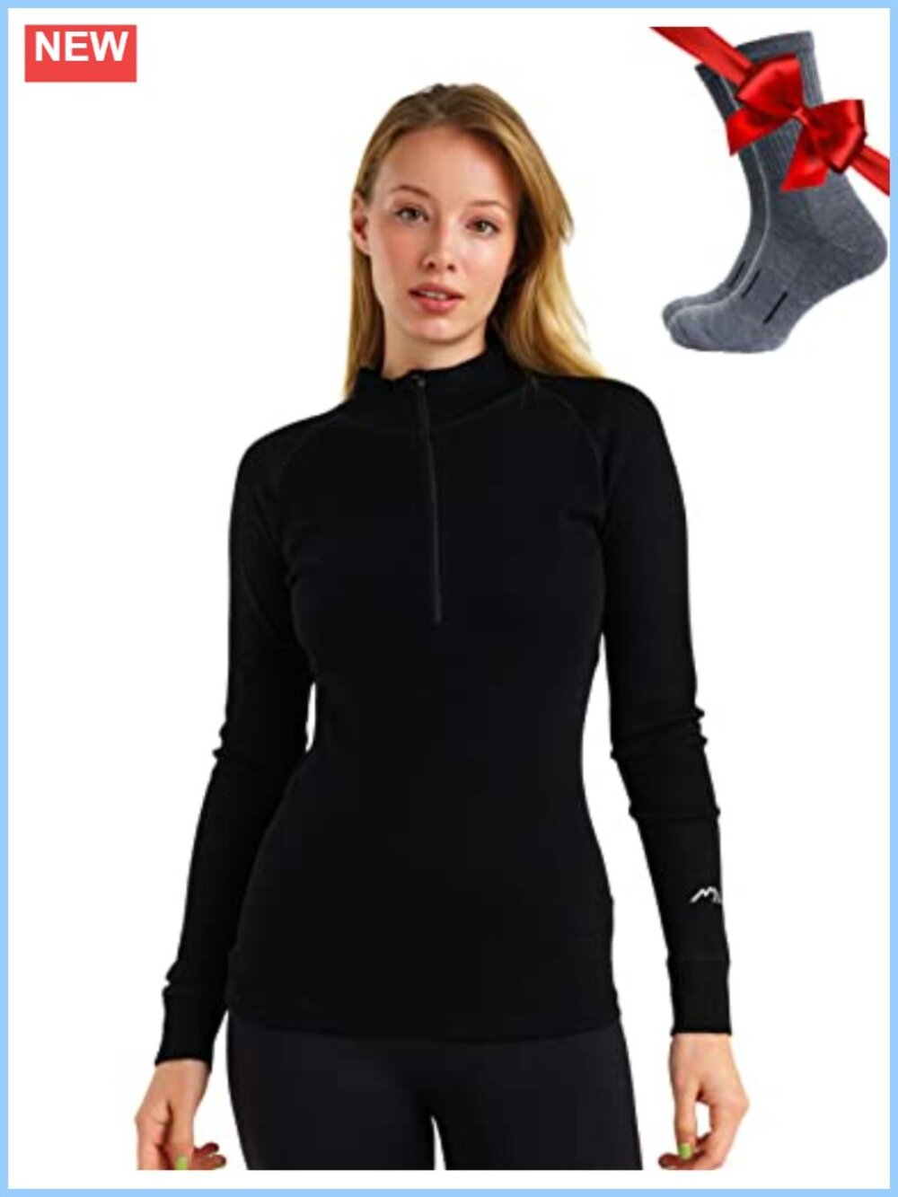 100% Merino Wool Quarter Zip Sweater Women's Base Layer